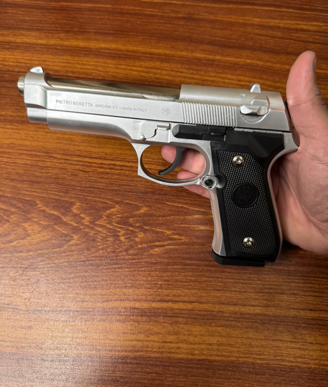 Silver M92 Beretta Airsoft Toy Gun | Realistic Design Safe Fun For Play