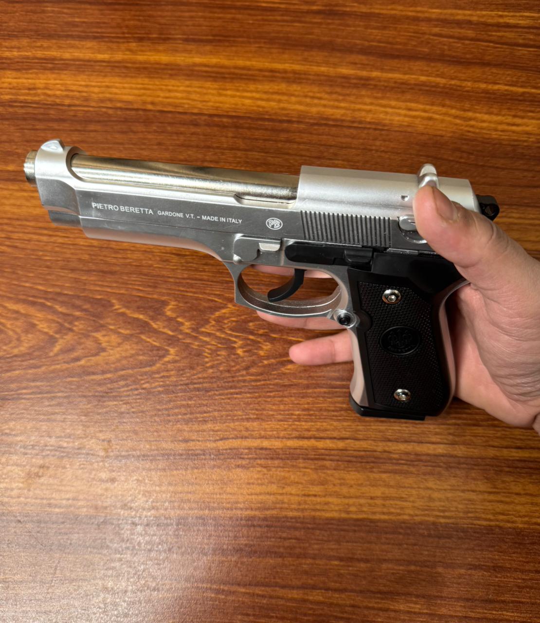 Silver M92 Beretta Airsoft Toy Gun | Realistic Design Safe Fun For Play