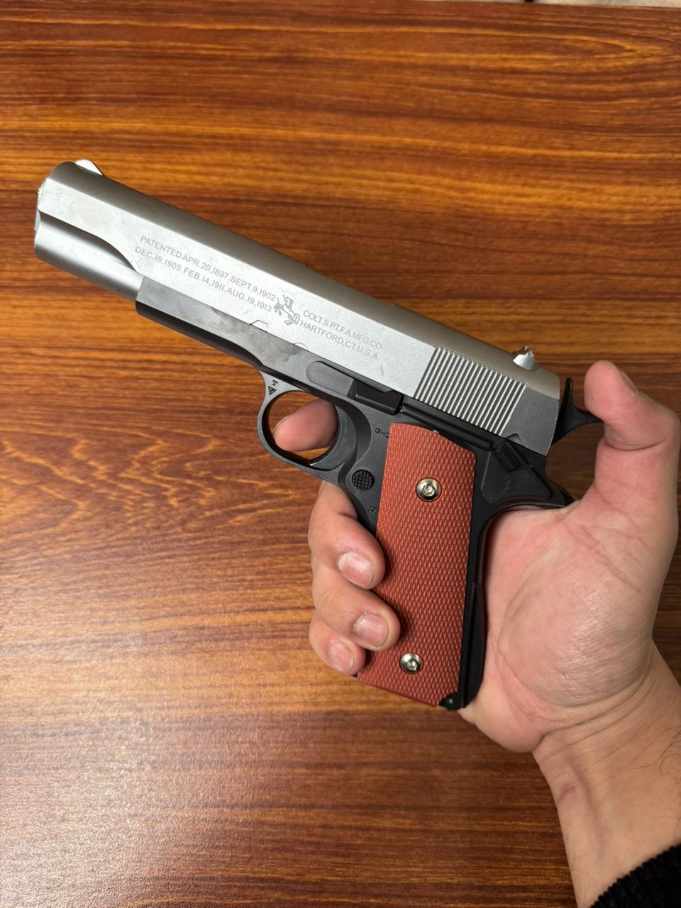 Silver Colt M1911 Airsoft Toy Gun | Realistic Design Safe Fun For Play