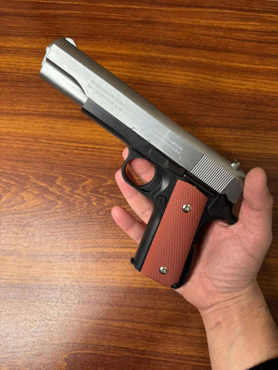 Silver Colt M1911 Airsoft Toy Gun | Realistic Design Safe Fun For Play